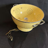 Repurposed Vintage Yellow Colander Hanging Lamp - NEEDS REWIRED - thumbnail 1 of 5