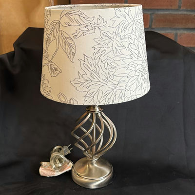 Lattice Metal Table Lamp with Botanical Shade - Tested Working Condition - Image 1 of 4