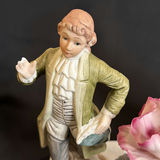 Vintage Porcelain Courting Couple Figurines on Italian Marble - thumbnail 2 of 9