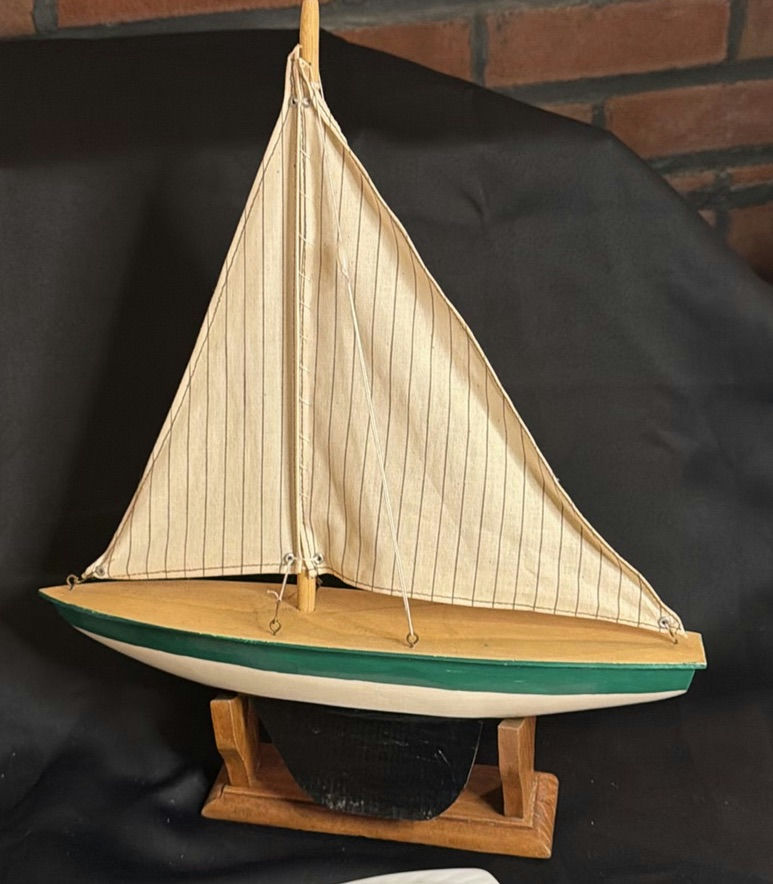 Nautical Decor Lot: Boat Shelf, Sailboat Model, and Williams Sonoma Fish Shaped Dishes - image 7 of 10