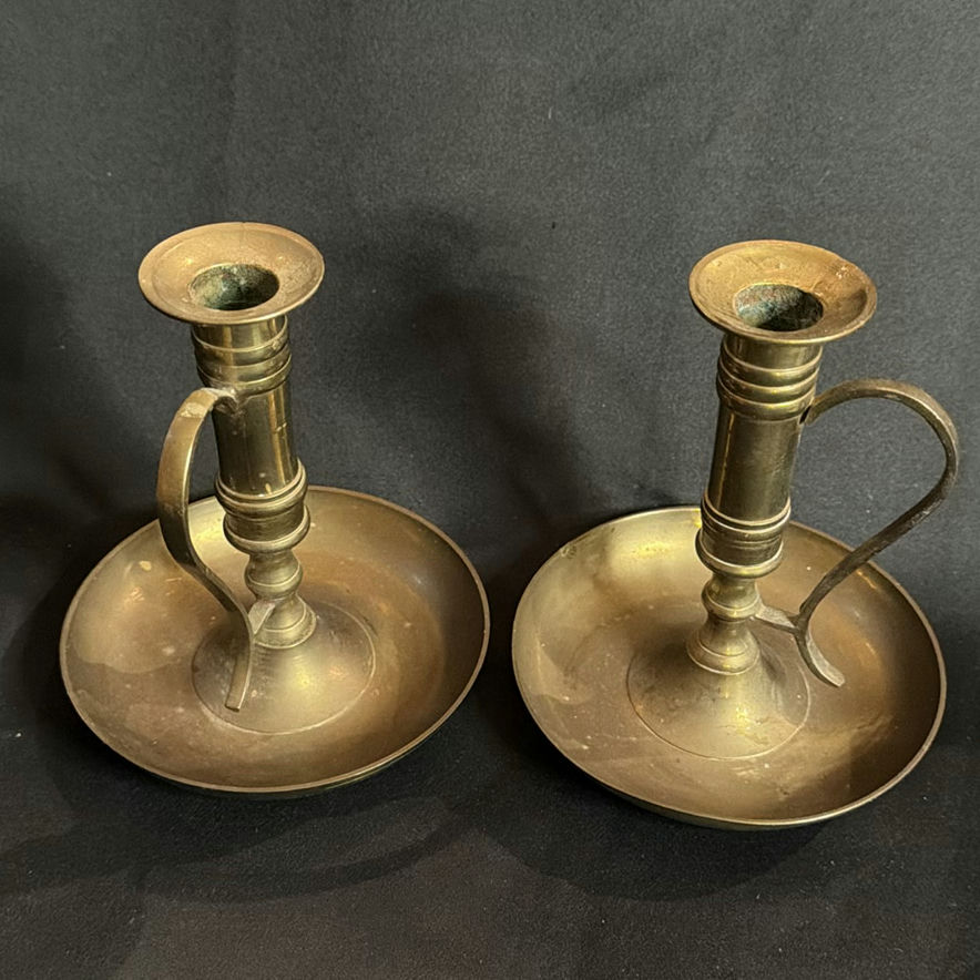 Vintage Brass Candlestick Holders (Set of Three) Chamberstick Style - image 6 of 10