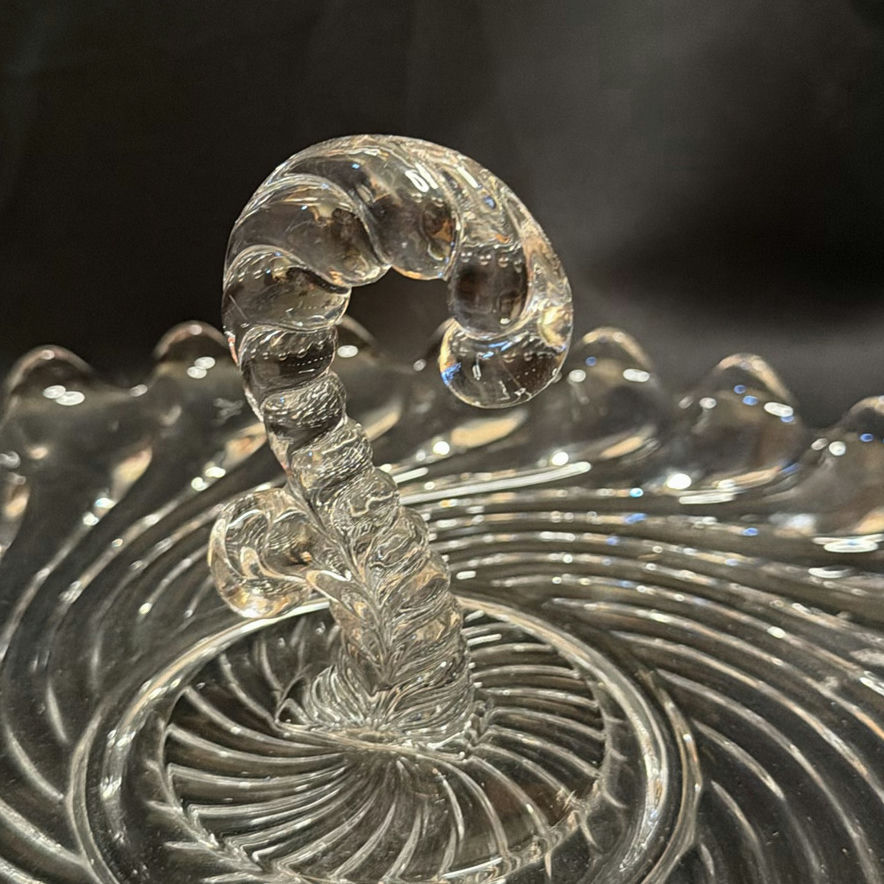 Vintage Fostoria Clear Glass Serving Tray Colony Swirl with Center Handle - image 2 of 4