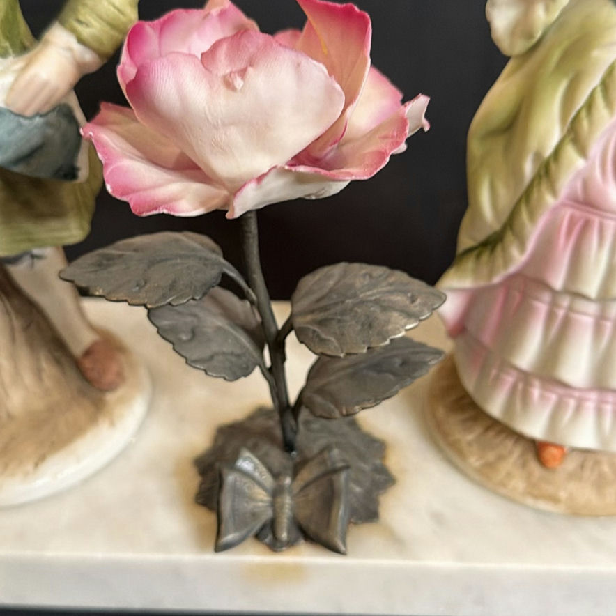 Vintage Porcelain Courting Couple Figurines on Italian Marble - image 3 of 9