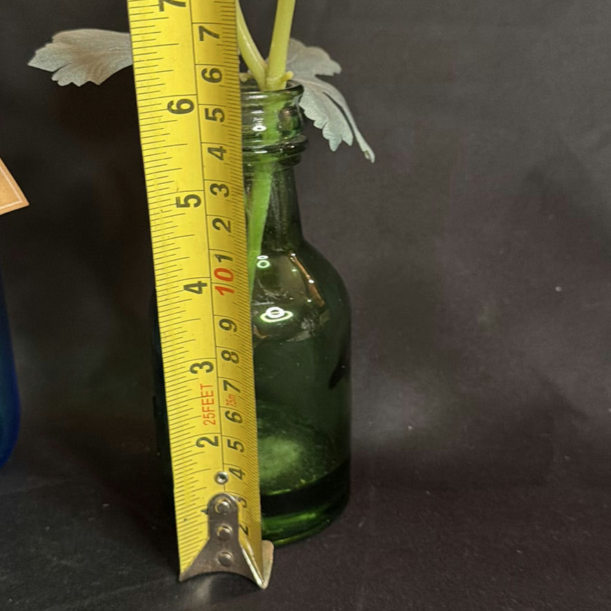 Vintage Trio of Blue and Green Glass Vases/Bottles Appear to be Handblown - image 7 of 7