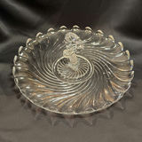 Vintage Fostoria Clear Glass Serving Tray Colony Swirl with Center Handle - thumbnail 1 of 4