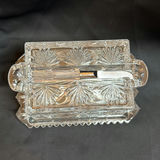 Vintage Crystal/Glass Covered Cheese Dish and Knife Set - thumbnail 2 of 5