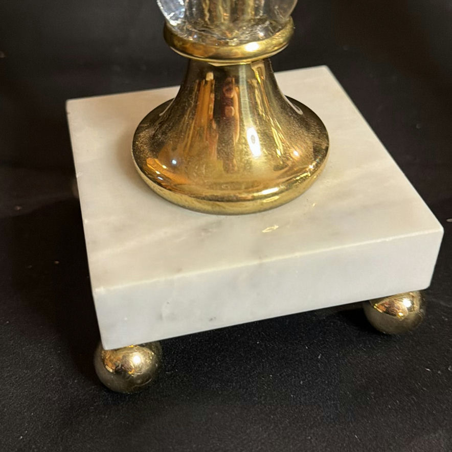 Vintage Candlestick Holders Made of Brass, Glass and Marble Possibly Hollywood Regency MCM - image 3 of 6