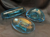 Vintage Aqua Blue Capri Glass Dishes (Lot of 3) Possibly Hazel Atlas - thumbnail 1 of 9