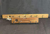 Wooden Wall-Mounted Racks (2) with Metal Hooks Appear to Be Repurposed Vintage Items - thumbnail 1 of 11