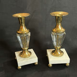 Vintage Candlestick Holders Made of Brass, Glass and Marble Possibly Hollywood Regency MCM - thumbnail 1 of 6