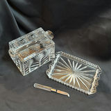 Vintage Crystal/Glass Covered Cheese Dish and Knife Set - thumbnail 3 of 5