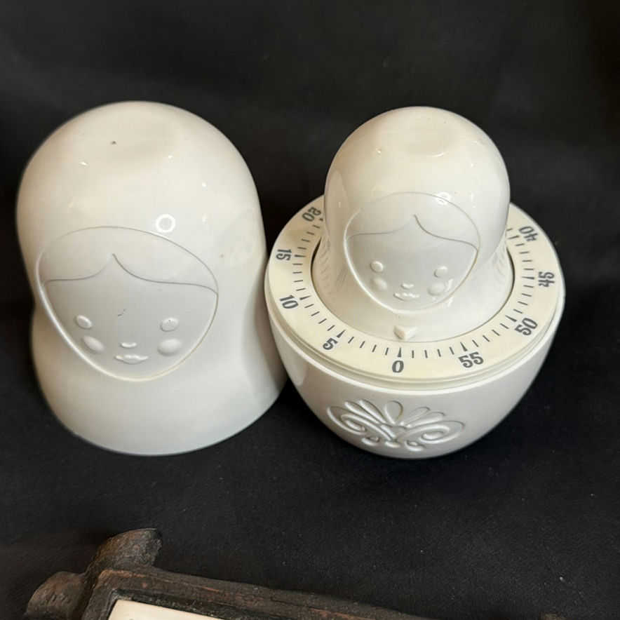 Vintage Items - Random Lot Including Trivets, Teapot, Nesting Doll Timer - image 7 of 11