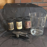 Wine Anyone? KROSNO Glass Ice Bucket with A Three-Bottle Metal Stand and Corkscrew - thumbnail 1 of 13