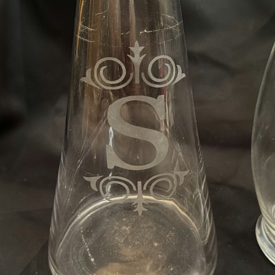 Vintage Lot Glass Decanters Some Etched - image 2 of 12