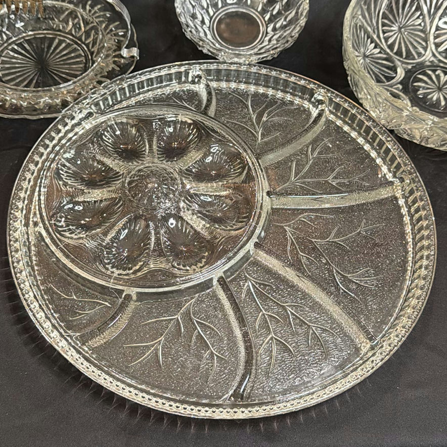 Vintage Clear Glass Serving Piece Lot - image 2 of 9