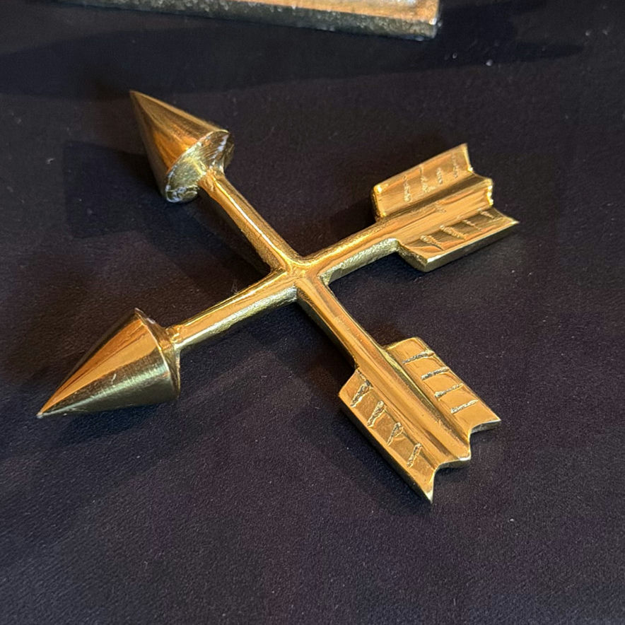 Crossed Arrow Metal Sculpture on Pedestal - image 2 of 6