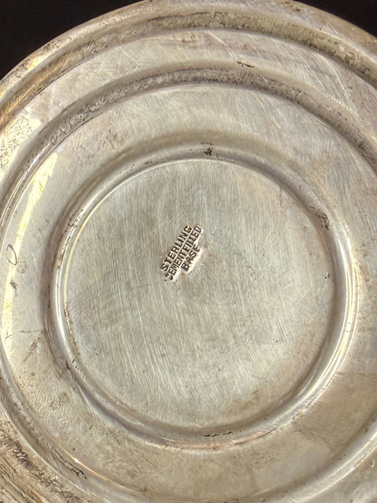 Vintage Candle Holder Sterling Silver Cement Filled Base - Rich Patina - image 5 of 5