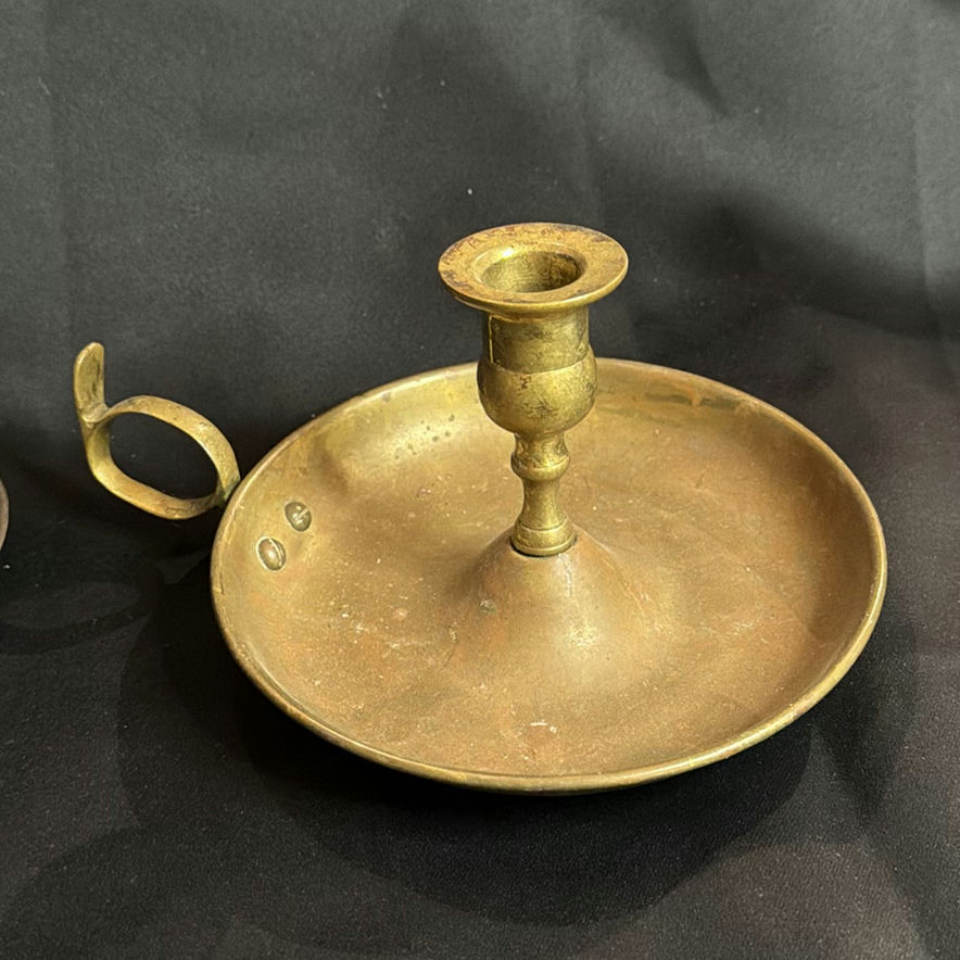 Vintage Brass Candlestick Holders (Set of Three) Chamberstick Style - image 2 of 10