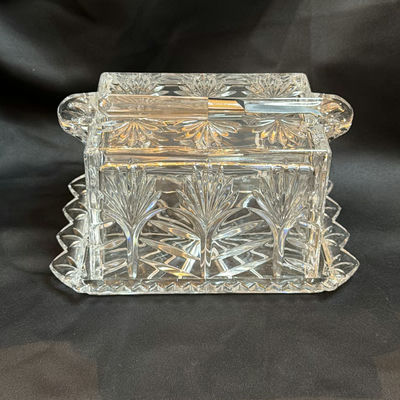 Vintage Crystal/Glass Covered Cheese Dish and Knife Set - Image 1 of 5