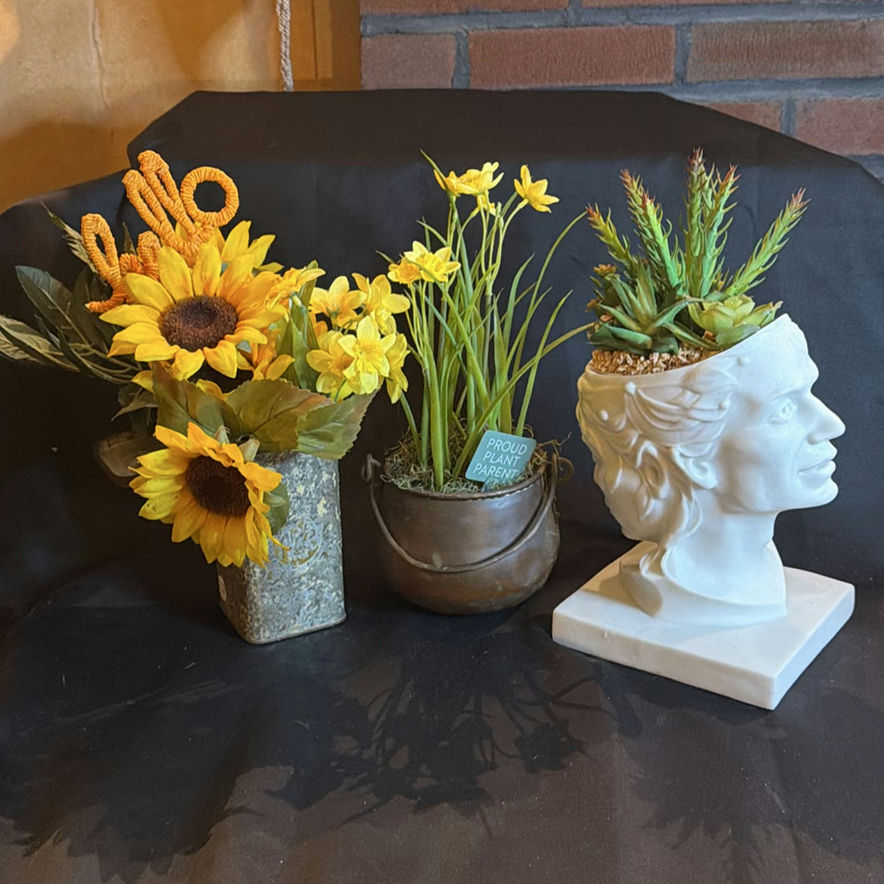 Lot of Three Faux Plants and Planters  - image 1 of 7