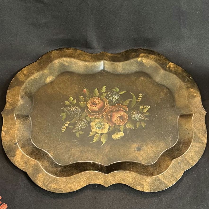 Vintage MCM Teapots, Toleware Style Tray, Flowers - image 5 of 10