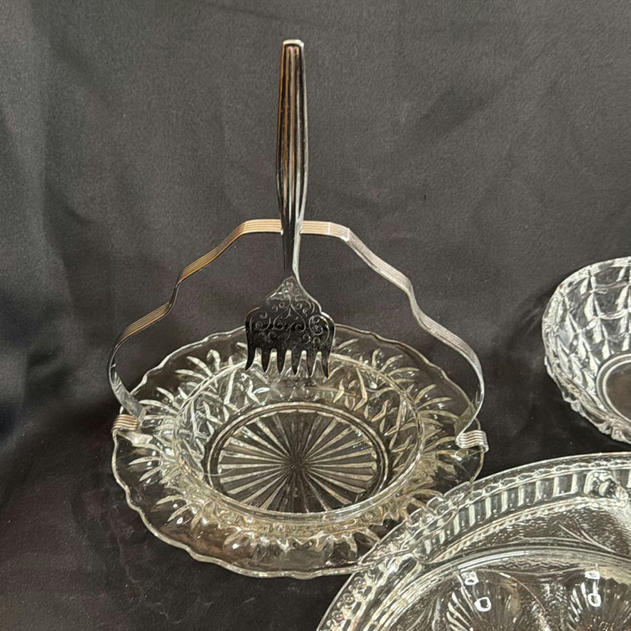 Vintage Clear Glass Serving Piece Lot - image 3 of 9