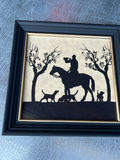 Framed Silhouette: Huntsman on Horseback with Dogs 10" x 10" - thumbnail 1 of 4