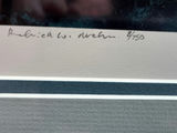 ARTIST SIGNED Framed night-sky bird painting with red sun 23" X 17" - thumbnail 2 of 4