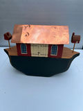 Wooden decorative Noah's Ark on a curved base with copper roof and mailboxes - thumbnail 4 of 4