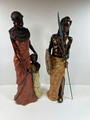 Pair of carved wooden African-style statues - Image 1 of 5