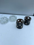 Crystal starburst candle holders and black cylindrical candle cups - thumbnail 1 of 3