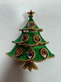 Green enamel Christmas tree brooch in Denholm & McKay jewelry box - thumbnail 3 of 6