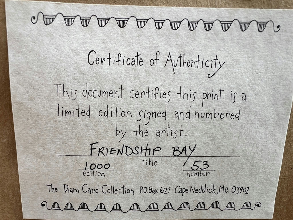 Diana Card Friendship Bay Limited Edition Print with Certificate 21" X 17" - image 6 of 7