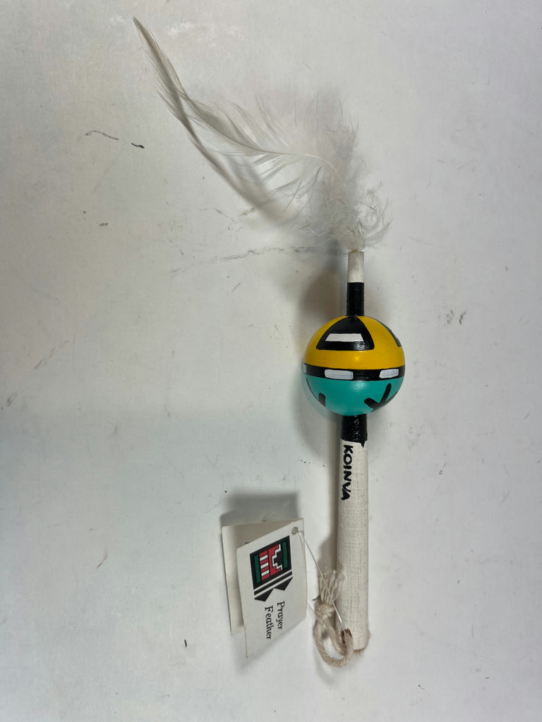 Hopi feather wand with painted bead Artist is A Koinva - image 1 of 5