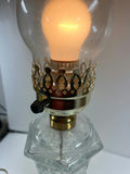 Glass hurricane lamp with crystal base and brass fittings - thumbnail 2 of 4