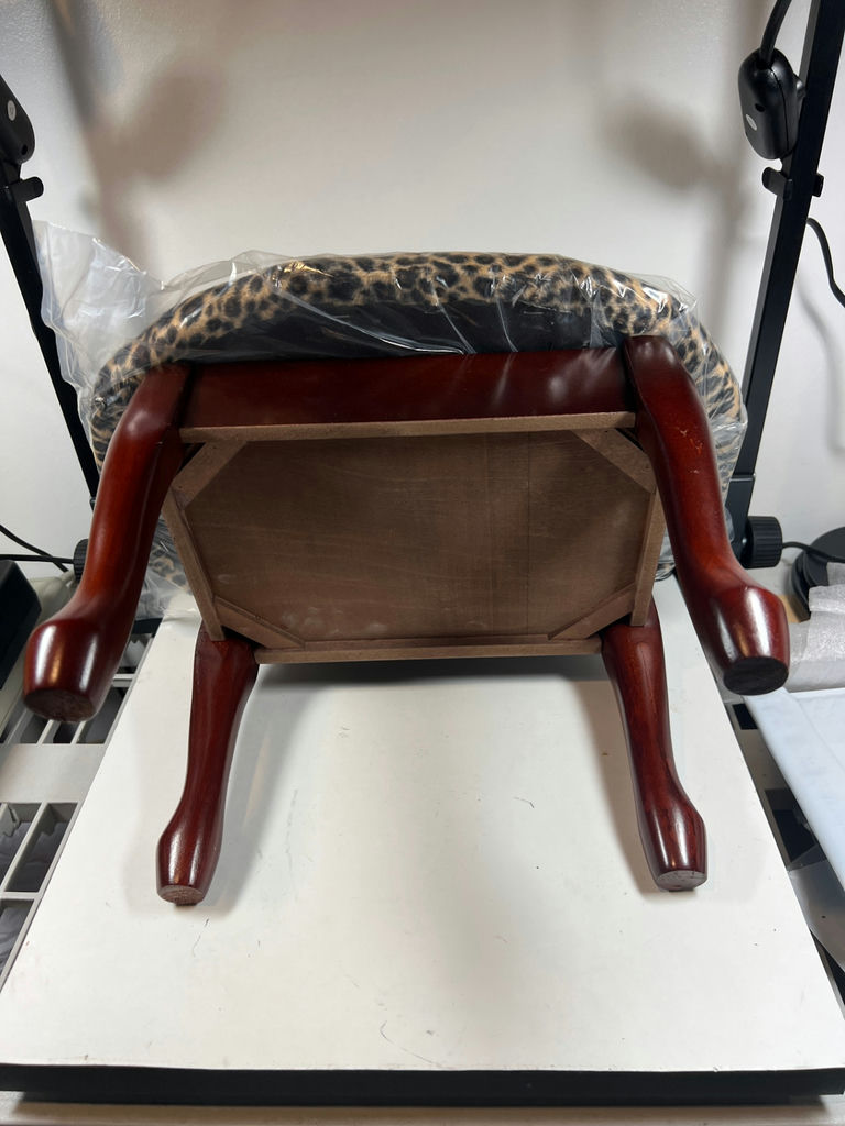 Leopard-print upholstered round stool - NEW - image 3 of 3