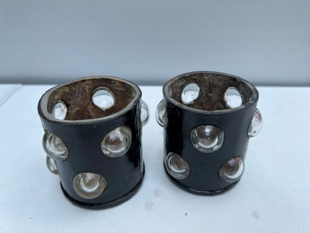 Crystal starburst candle holders and black cylindrical candle cups - image 3 of 3