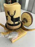 Rustic deer silhouette candle with antler wall mount - thumbnail 3 of 3
