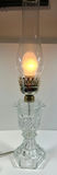 Glass hurricane lamp with crystal base and brass fittings - thumbnail 1 of 4