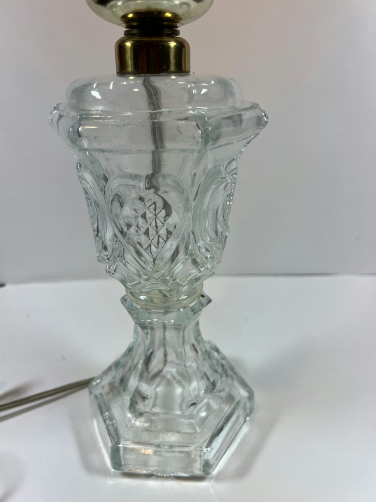 Glass hurricane lamp with crystal base and brass fittings - image 3 of 4