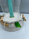 Pair of coastal candle holders with teal candles - thumbnail 4 of 6