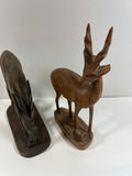 Two wooden deer figurines (doe with fawn and standing stag) - thumbnail 4 of 4