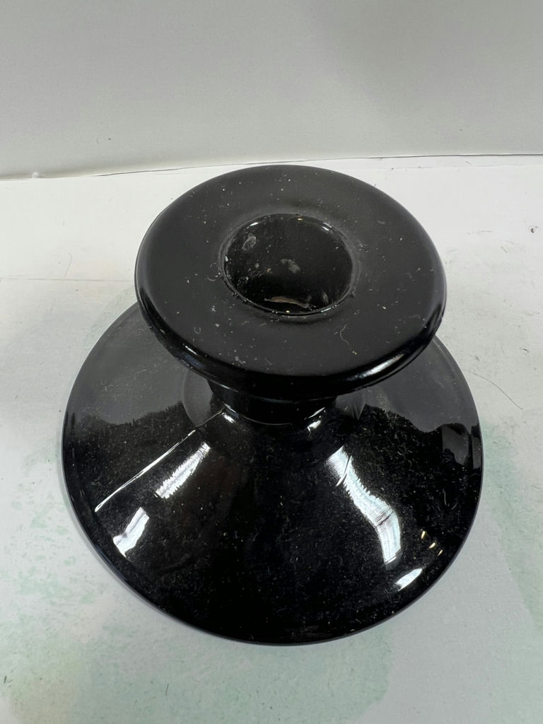 Pair of black glass candle holders - image 2 of 3