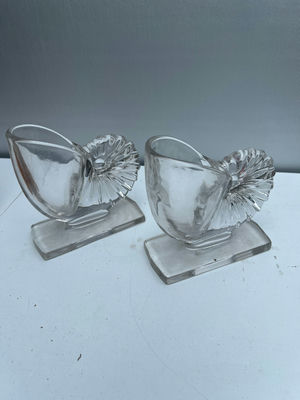 Pair of clear glass holders with fluted backs - Image 1 of 4