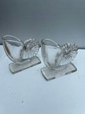 Pair of clear glass holders with fluted backs - thumbnail 1 of 4