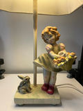 Italian porcelain table lamp with girl figurine and rabbit - thumbnail 2 of 5