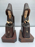 Pair of vintage bookends - wooden hooded monk figurines - thumbnail 2 of 3