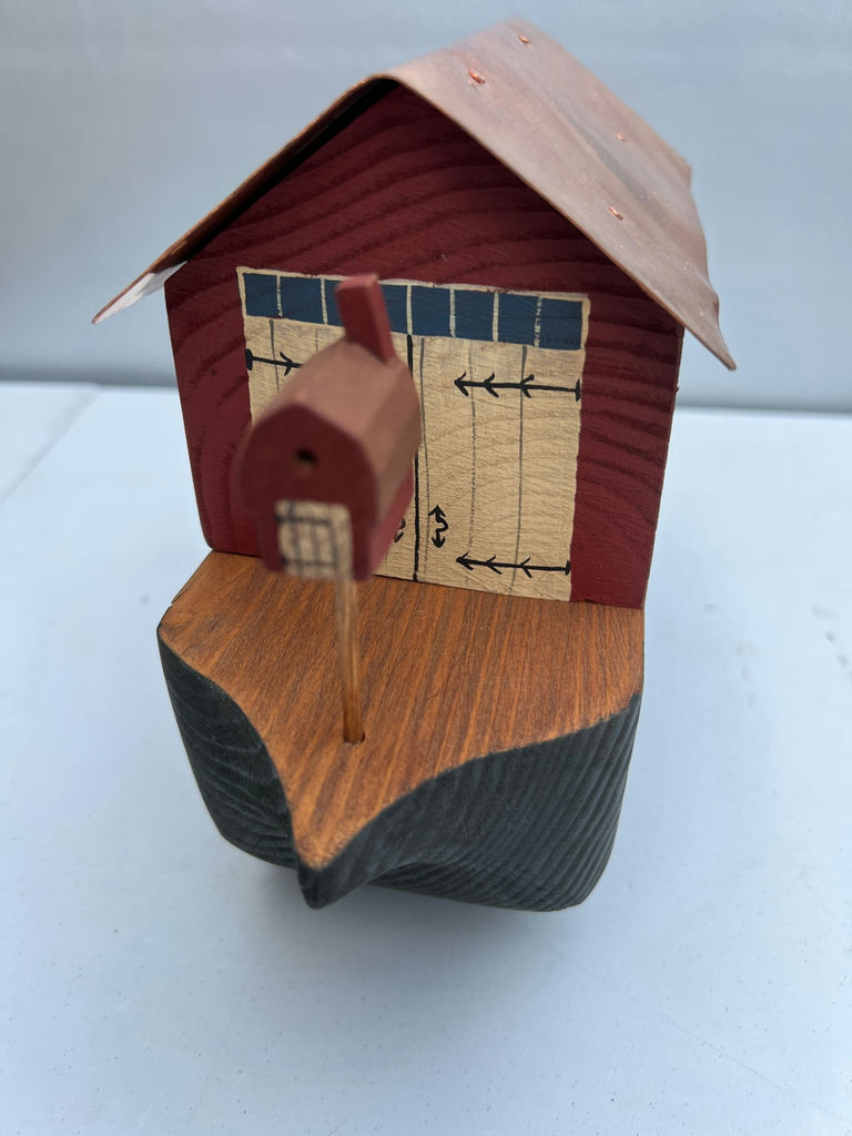 Wooden decorative Noah's Ark on a curved base with copper roof and mailboxes - image 3 of 4