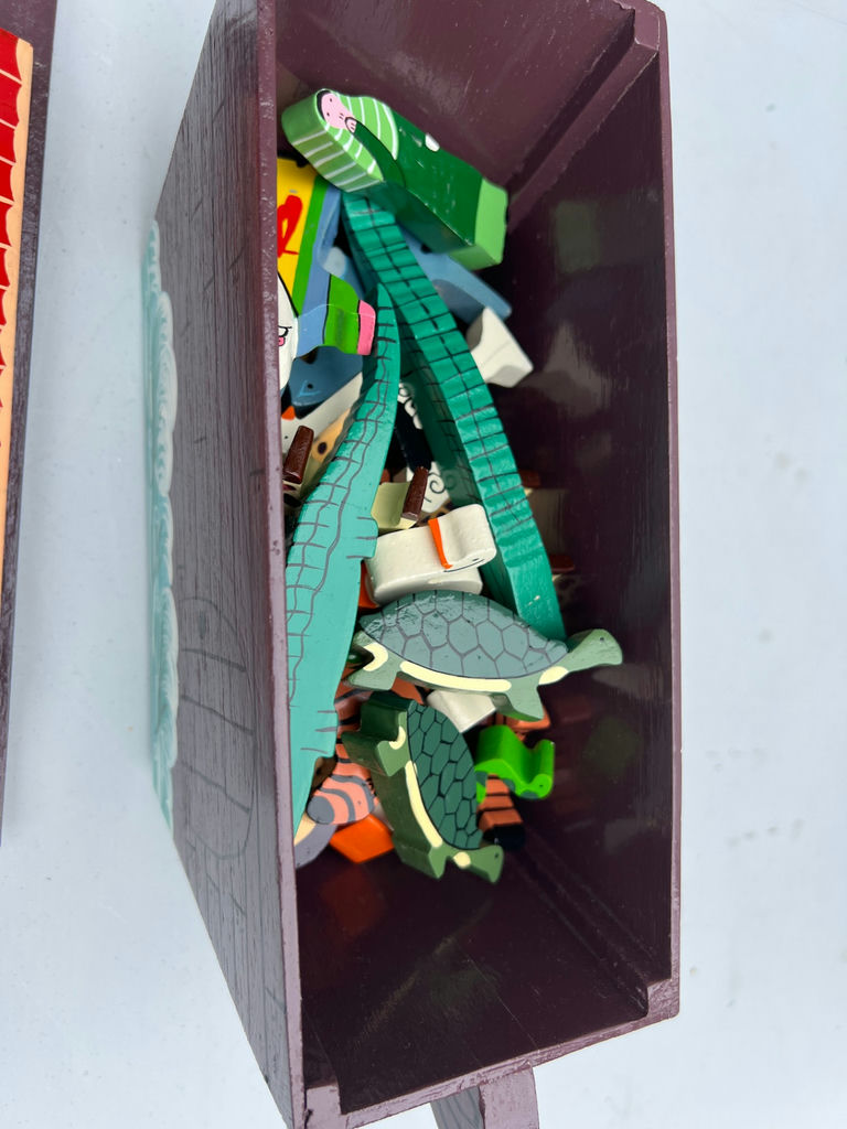 Assorted Painted Wooden Noah's Ark and Animals with Chest - image 6 of 7