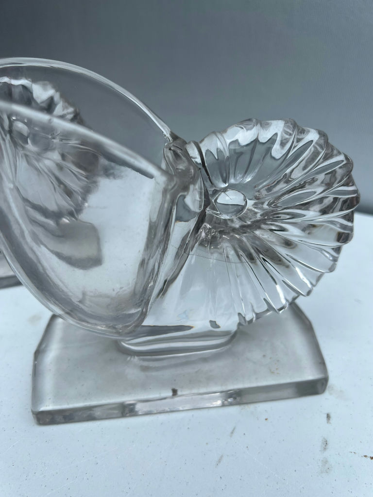 Pair of clear glass holders with fluted backs - image 2 of 4